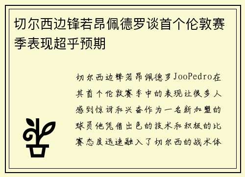 切尔西边锋若昂佩德罗谈首个伦敦赛季表现超乎预期